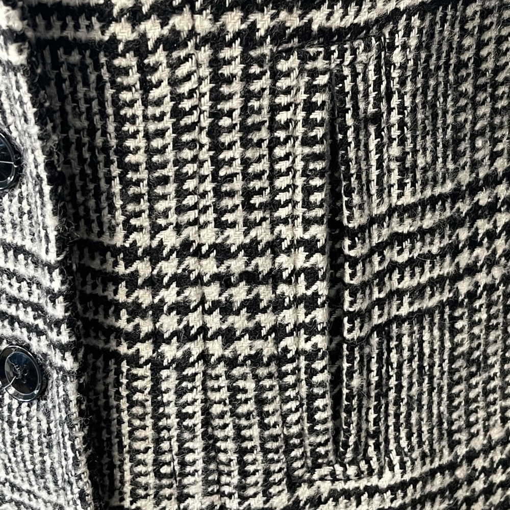 Banana Republic Houndstooth Double Breasted Wool Jacket Black White Size 10 Tall - Picture 9 of 12